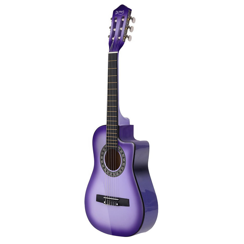 Alpha 34 Inch Classical Guitar Wooden Body Nylon String w/ Stand Beignner Purple