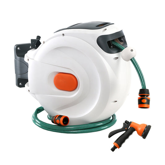 Greenfingers Retractable Hose Reel 30M Garden Water Spray Gun Auto Rewind