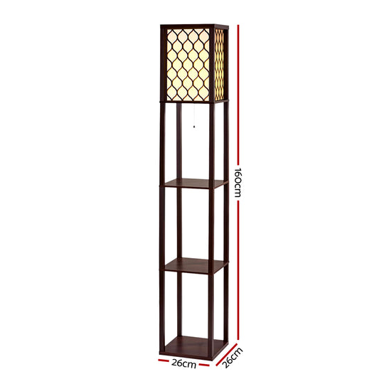 Artiss Floor Lamp 3 Tier Shelf Storage LED Light Stand Home Room Pattern Black