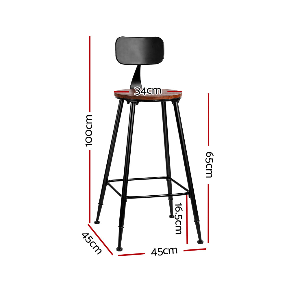 Artiss 2x Bar Stools Vintage Metal Chairs