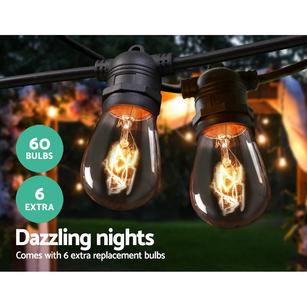 56m LED Festoon String Lights Outdoor Christmas Wedding Waterproof Garden Decor