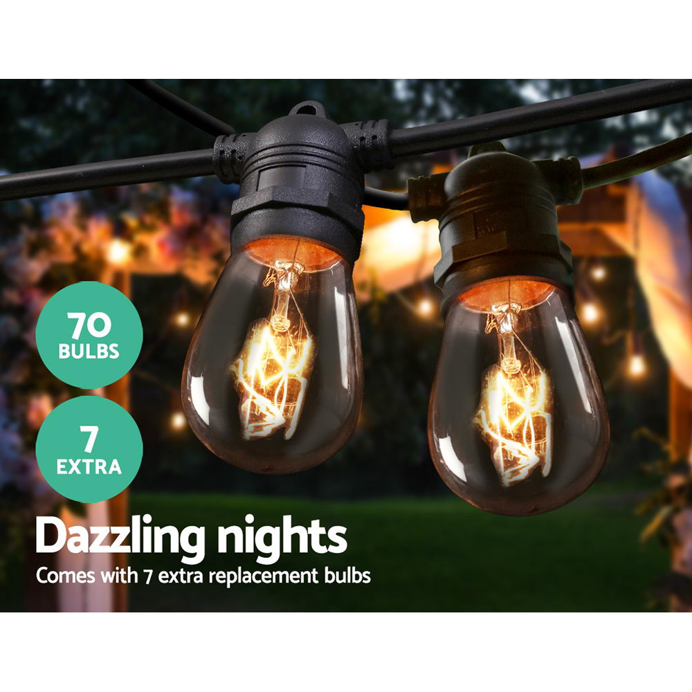 65m LED Festoon String Lights Outdoor Christmas Wedding Waterproof Garden Decor