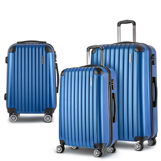 Wanderlite 3pc Luggage Sets Suitcases Set Travel Hard Case Lightweight Blue