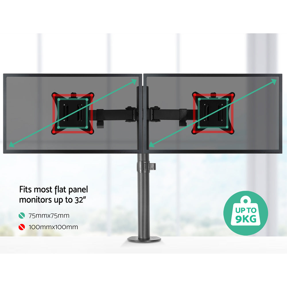 Artiss Monitor Arm Mount Dual 32" Black