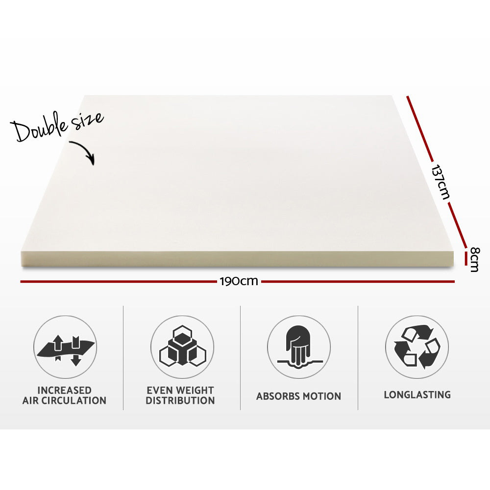 Giselle Bedding Memory Foam Mattress Topper 8cm Double