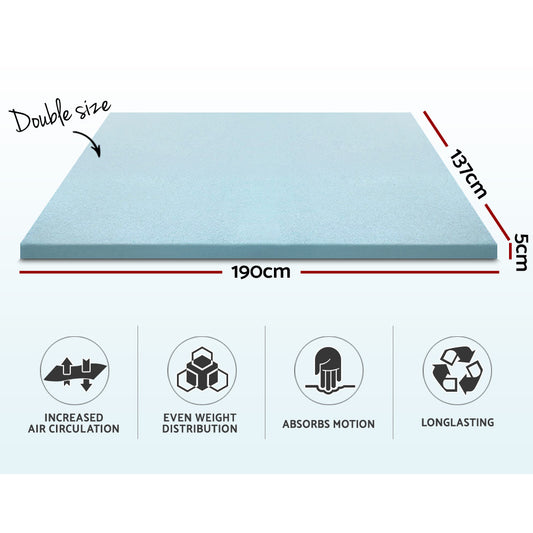 Giselle Bedding Memory Foam Mattress Topper Cool Gel 5cm Double