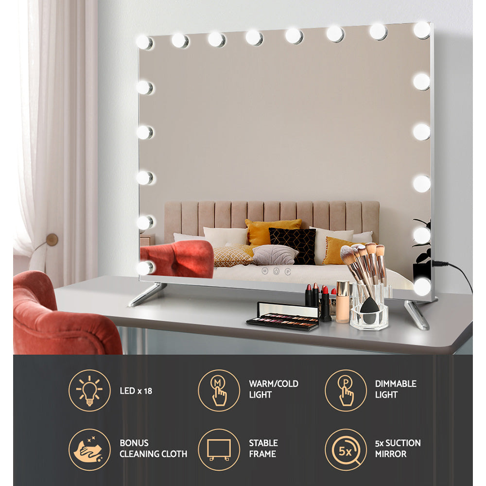 Embellir Makeup Mirror 80X65cm Hollywood with Light Vanity Dimmable Wall 18 LED