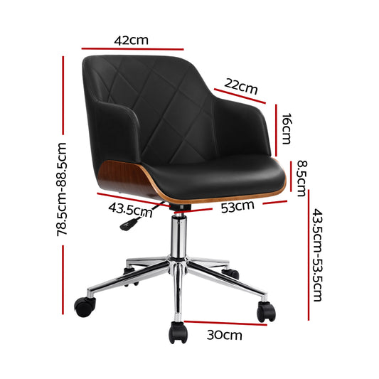 Artiss Wooden Office Chair Fabric Seat Black