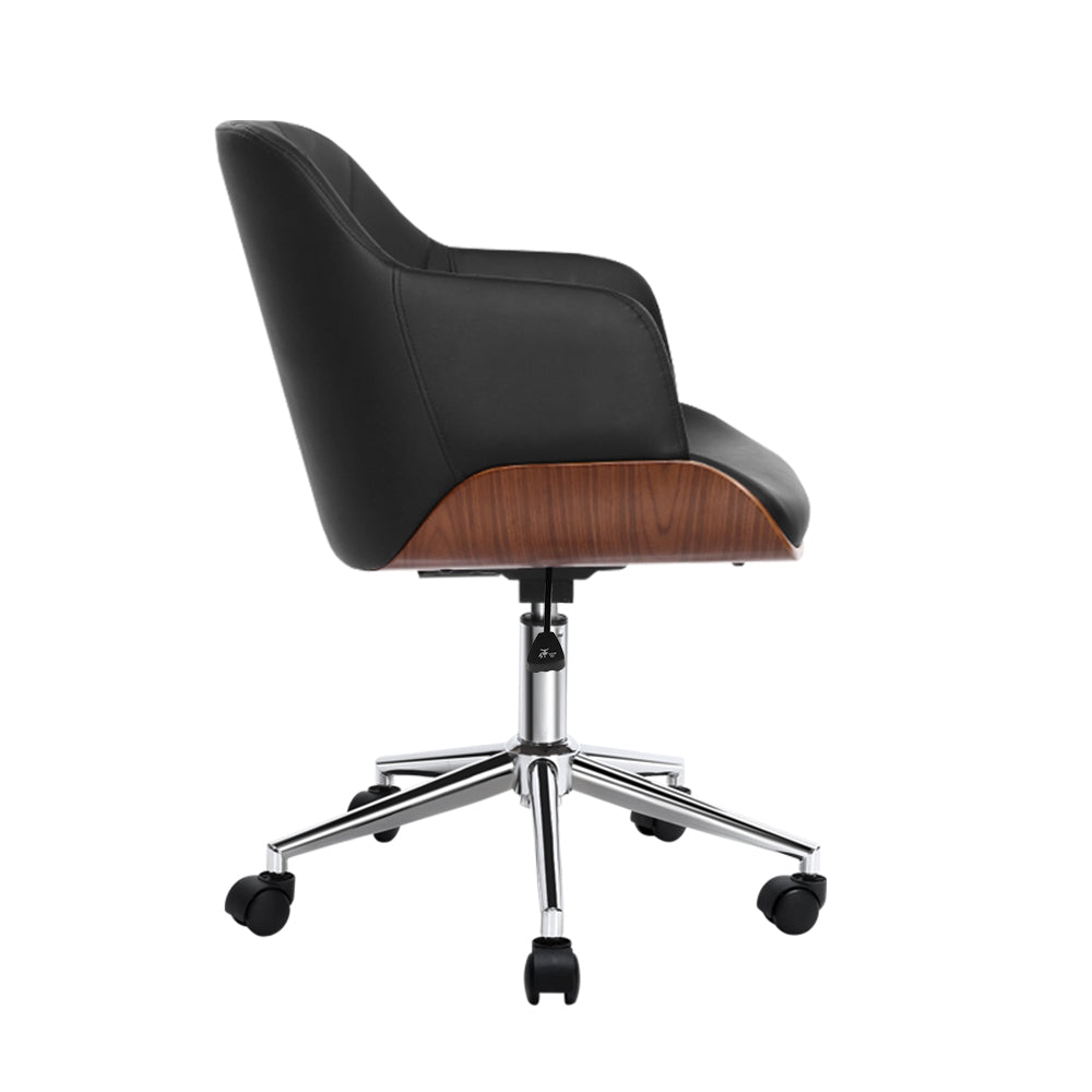 Artiss Wooden Office Chair Fabric Seat Black