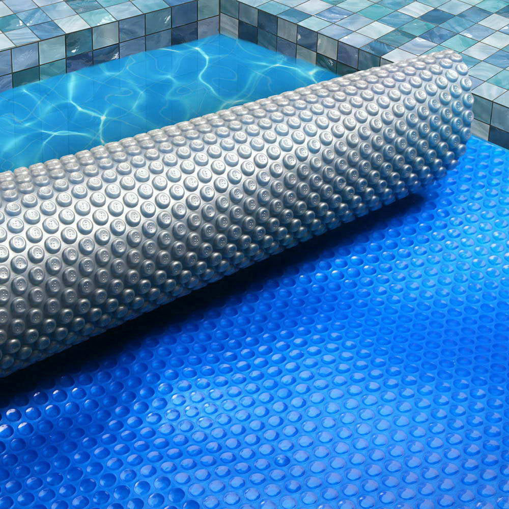 Aquabuddy Pool Cover 500 Micron 7x4m Swimming Pool Solar Blanket Blue Silver