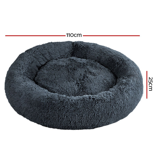 i.Pet Pet Bed Dog Cat 110cm Calming Extra Large Soft Plush Dark Grey