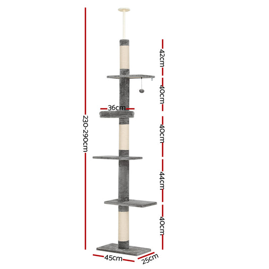 i.Pet Cat Tree 290cm Tower Scratching Post Scratcher Floor to Ceiling Cats Bed
