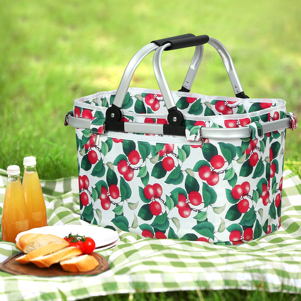 Alfresco Picnic Basket Set Folding Bag Hamper Insulated Food Storage