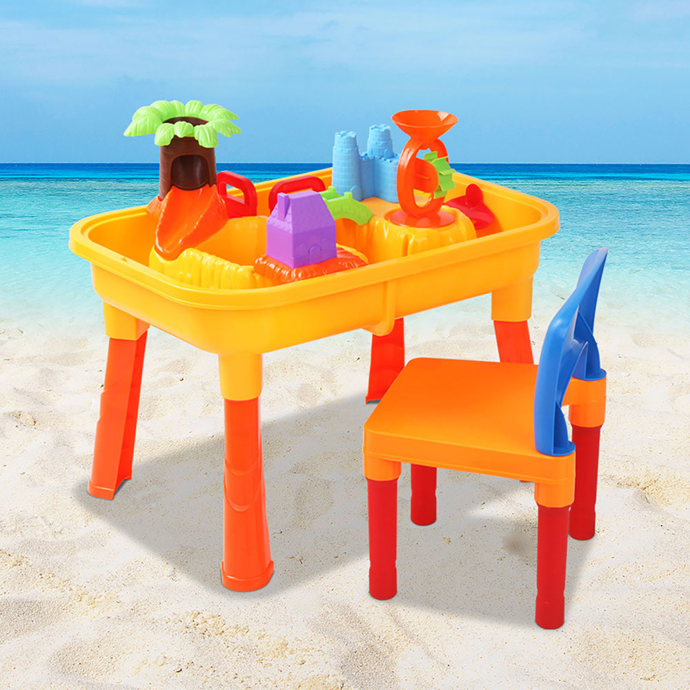 Keezi Kids Sandpit Pretend Play Set Sand Water Table Chair Outdoor Beach Toy