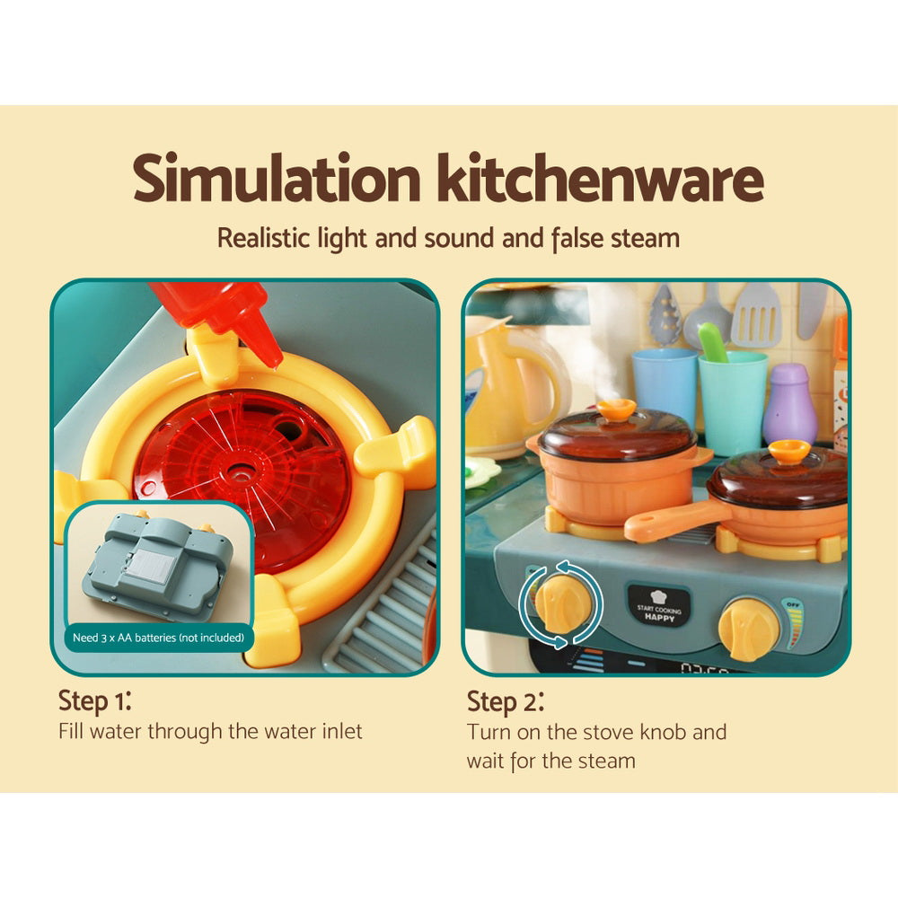 Keezi Kids Kitchen Pretend Play Set Cooking Sound Steam Light Function