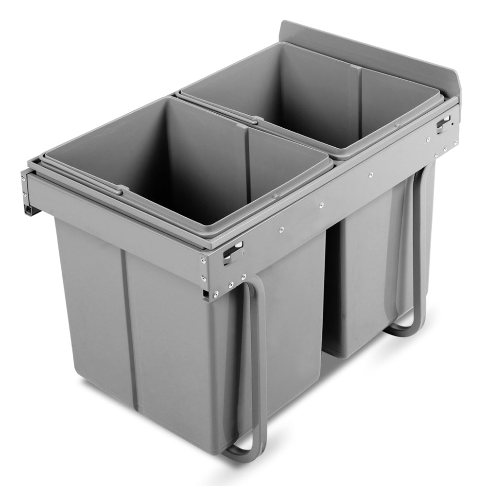 Cefito Pull Out Bin Kitchen Double Basket 2X20L Grey