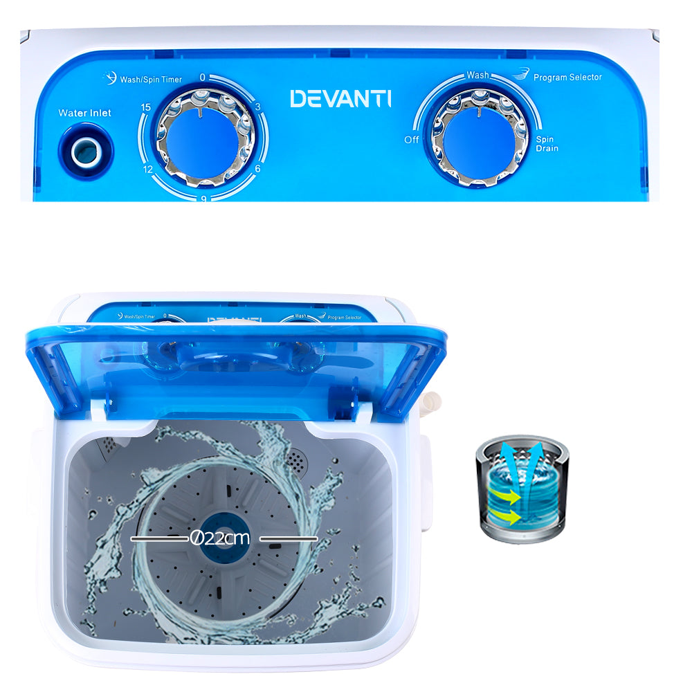 Devanti Portable Washing Machine 4.6KG Blue