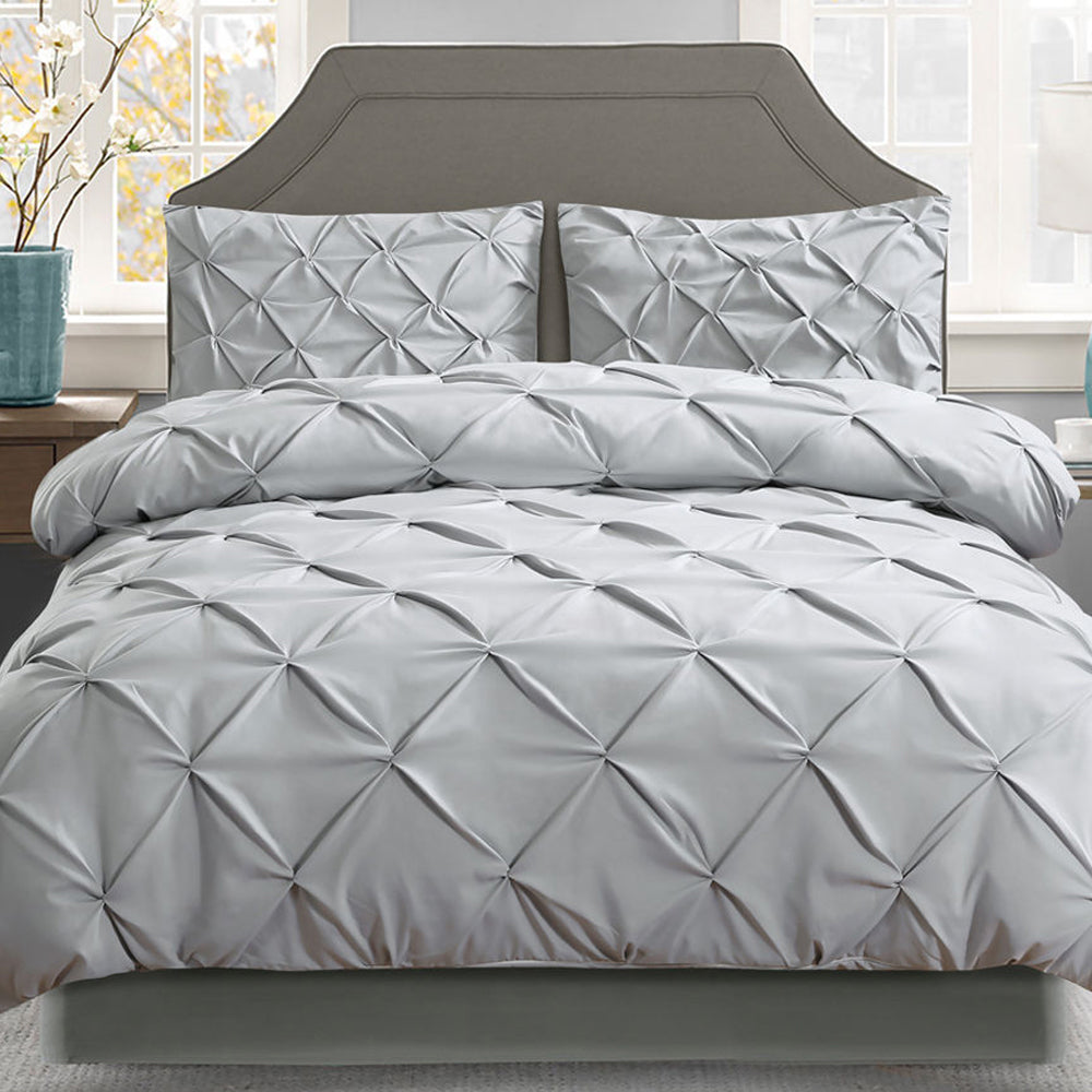 Giselle Bedding Quilt Cover Set Diamond Grey Super King