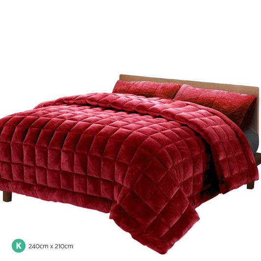 Giselle Bedding Faux Mink Quilt Burgundy King