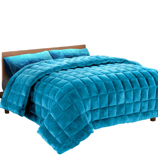 Giselle Bedding Faux Mink Quilt Blue King