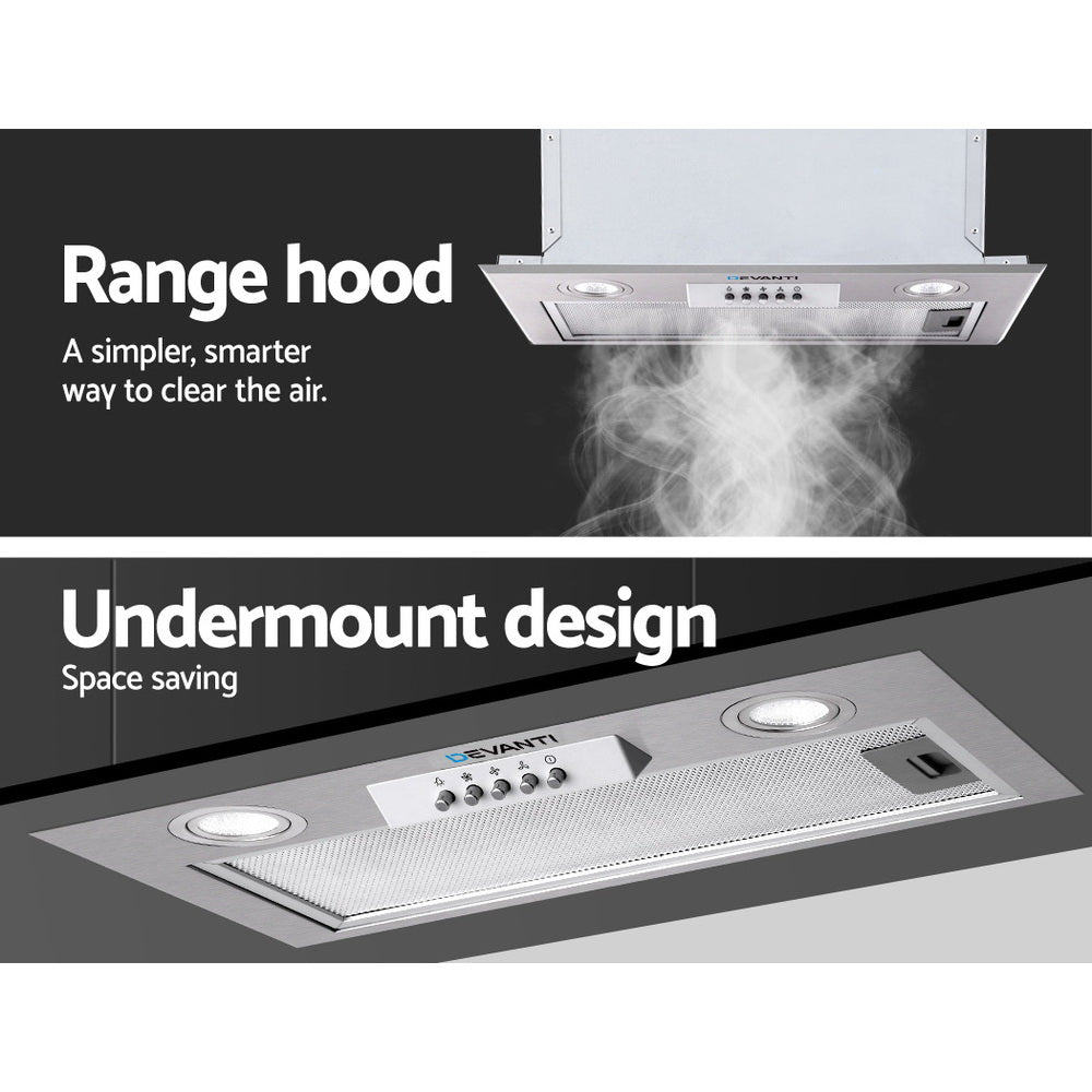 Devanti 520mm Range Hood 52cm Rangehood Stainless Steel