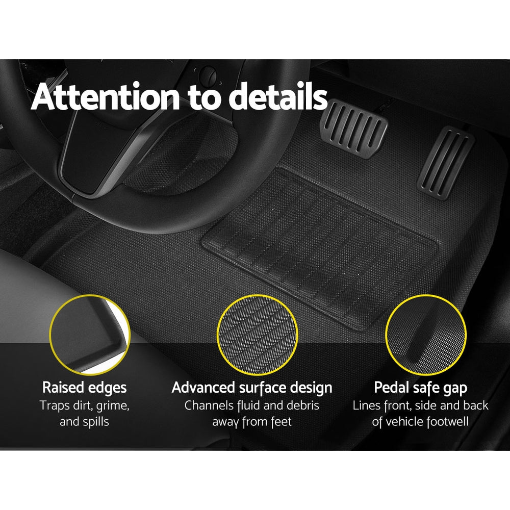 Weisshorn Car Rubber Floor Mats Compatible for Tesla Model 3 Front Rear