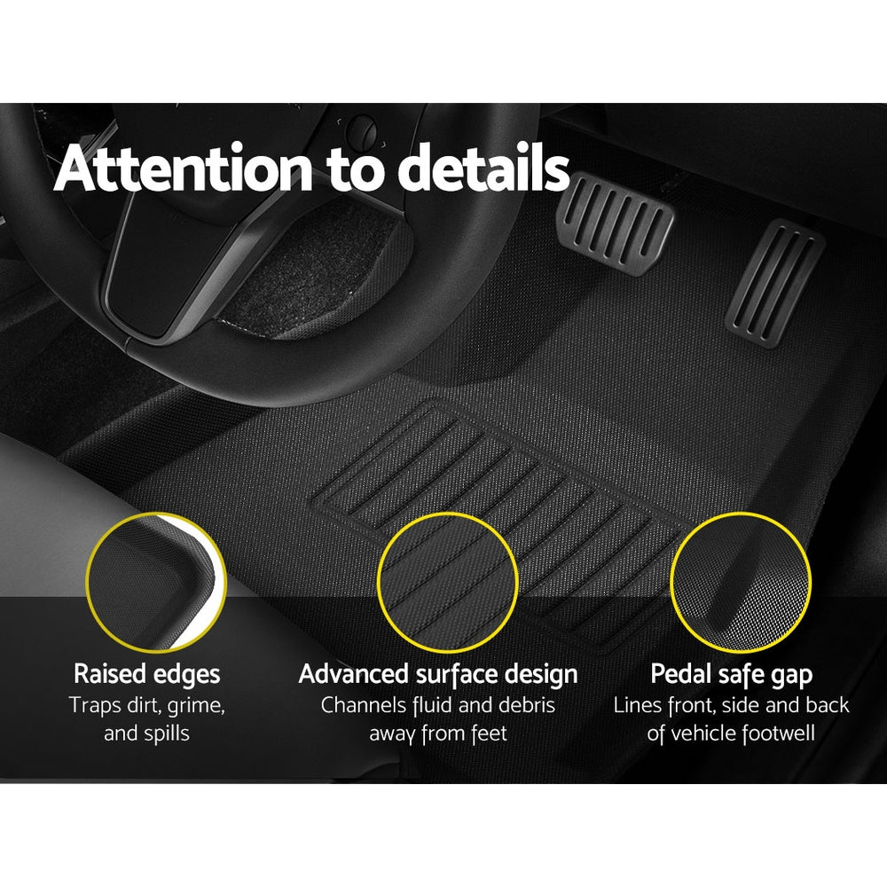 Weisshorn Car Rubber Floor Mats Compatible for Tesla Model Y Front Rear