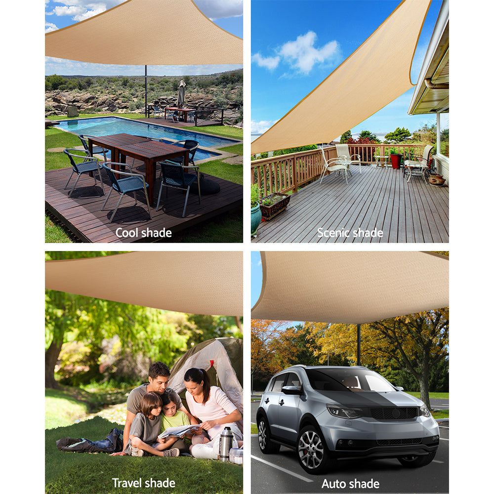 Instahut Shade Sail 3x6m Rectangle 280GSM 98% Sand Shade Cloth