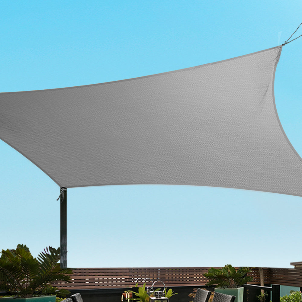 Instahut Shade Sail 6x6m Rectangle 280GSM 98% Grey Shade Cloth