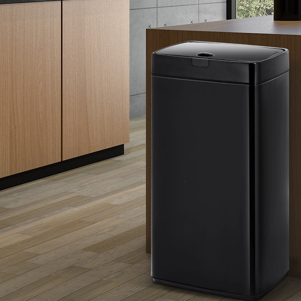 Devanti 45L Motion Sensor Bin Rubbish Automatic Black