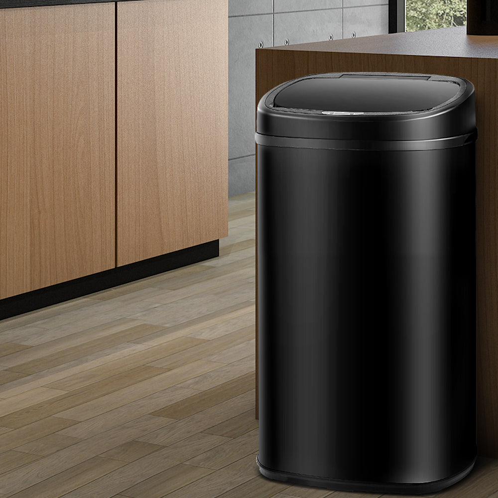 Devanti 58L Motion Sensor Bin Rubbish Automatic Black