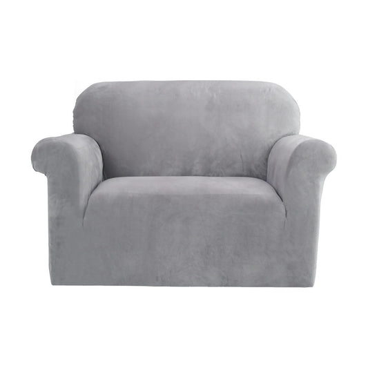 Artiss Sofa Cover Couch Covers 1 Seater Velvet Grey