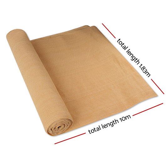 Instahut 90% Shade Cloth 1.83x10m Shadecloth Sail Heavy Duty Beige