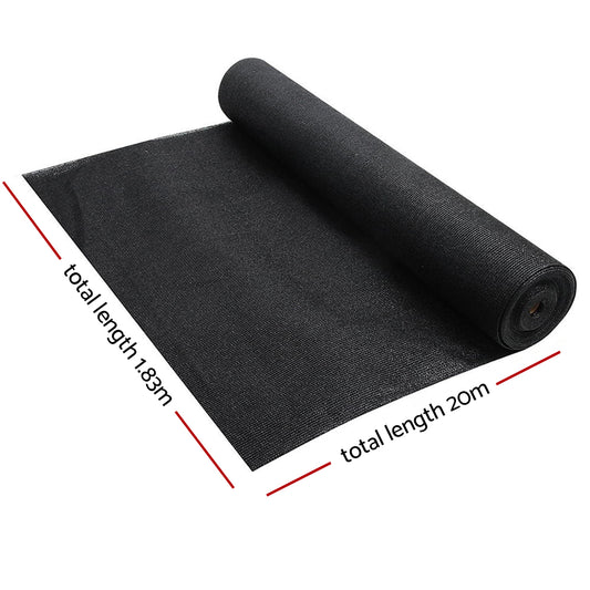 Instahut 50% Shade Cloth 1.83x20m Shadecloth Sail Heavy Duty Black