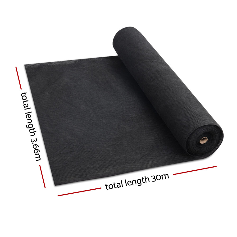 Instahut 30% Shade Cloth 3.66x30m Shadecloth Wide Heavy Duty Black