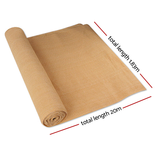 Instahut 70% Shade Cloth 1.83x20m Shadecloth Sail Heavy Duty Beige