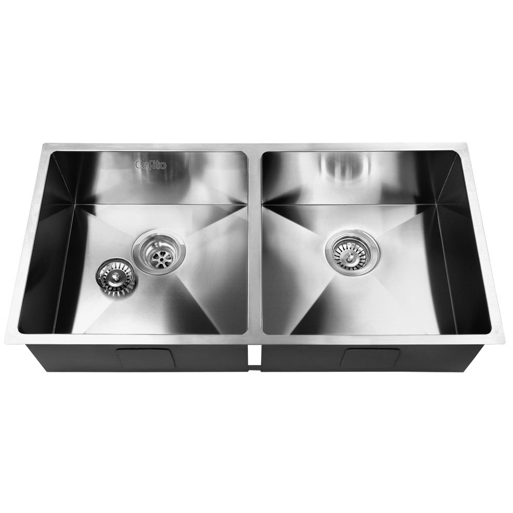Cefito Kitchen Sink 86X44CM Stainless Steel Basin Double Bowl Laundry Silver