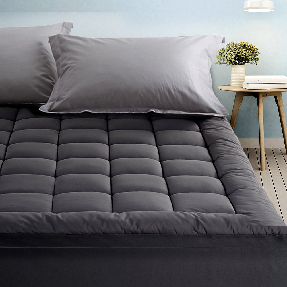 Giselle Bedding Mattress Topper Pillowtop Bamboo Charcoal Queen