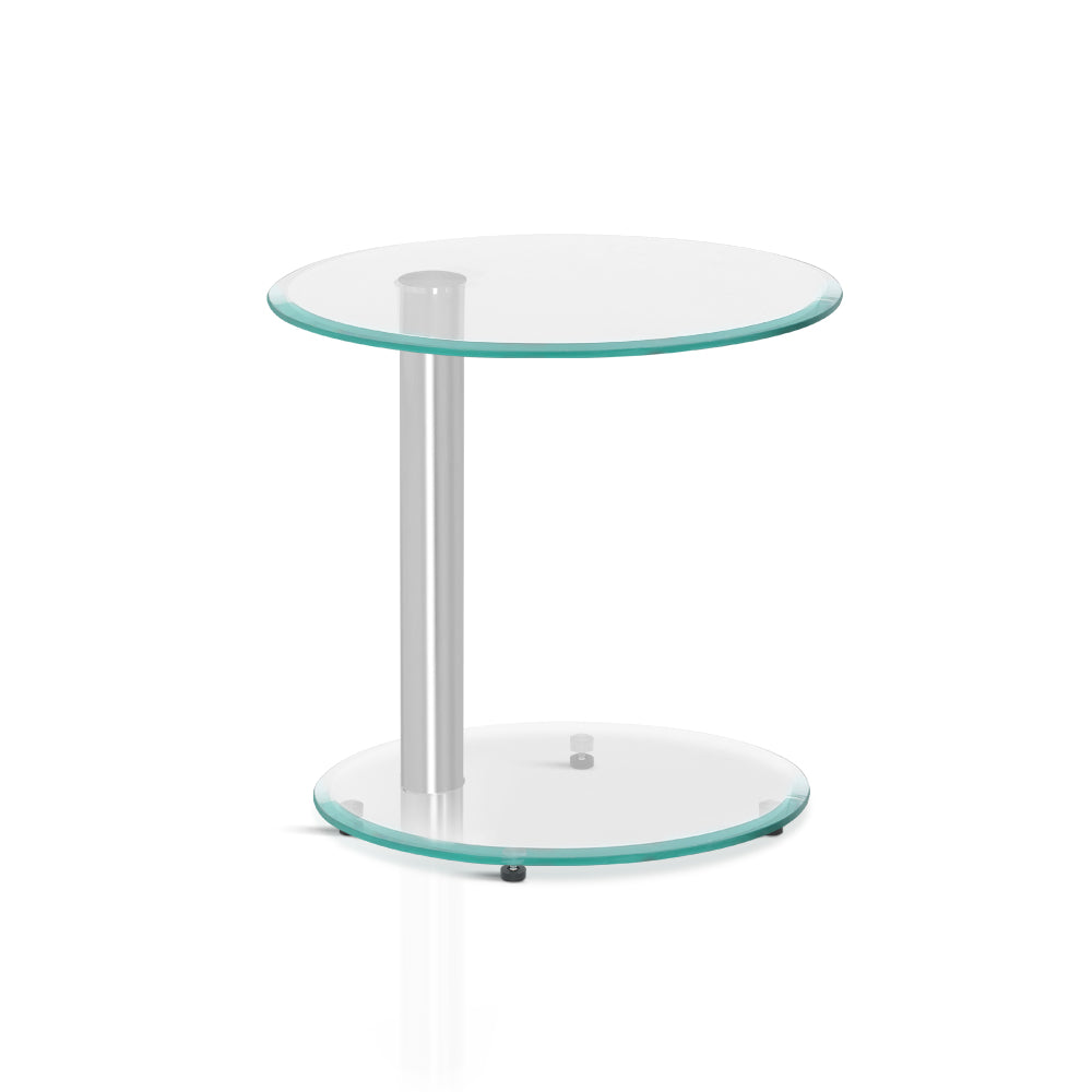 Artiss Coffee Table Round Tempered Glass Side End Beside Tables Cafe 45cm