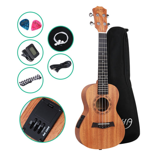 Alpha 26" Ukulele Equaliser Natural Mahogany Tenor Beginner Gift w/ Bag