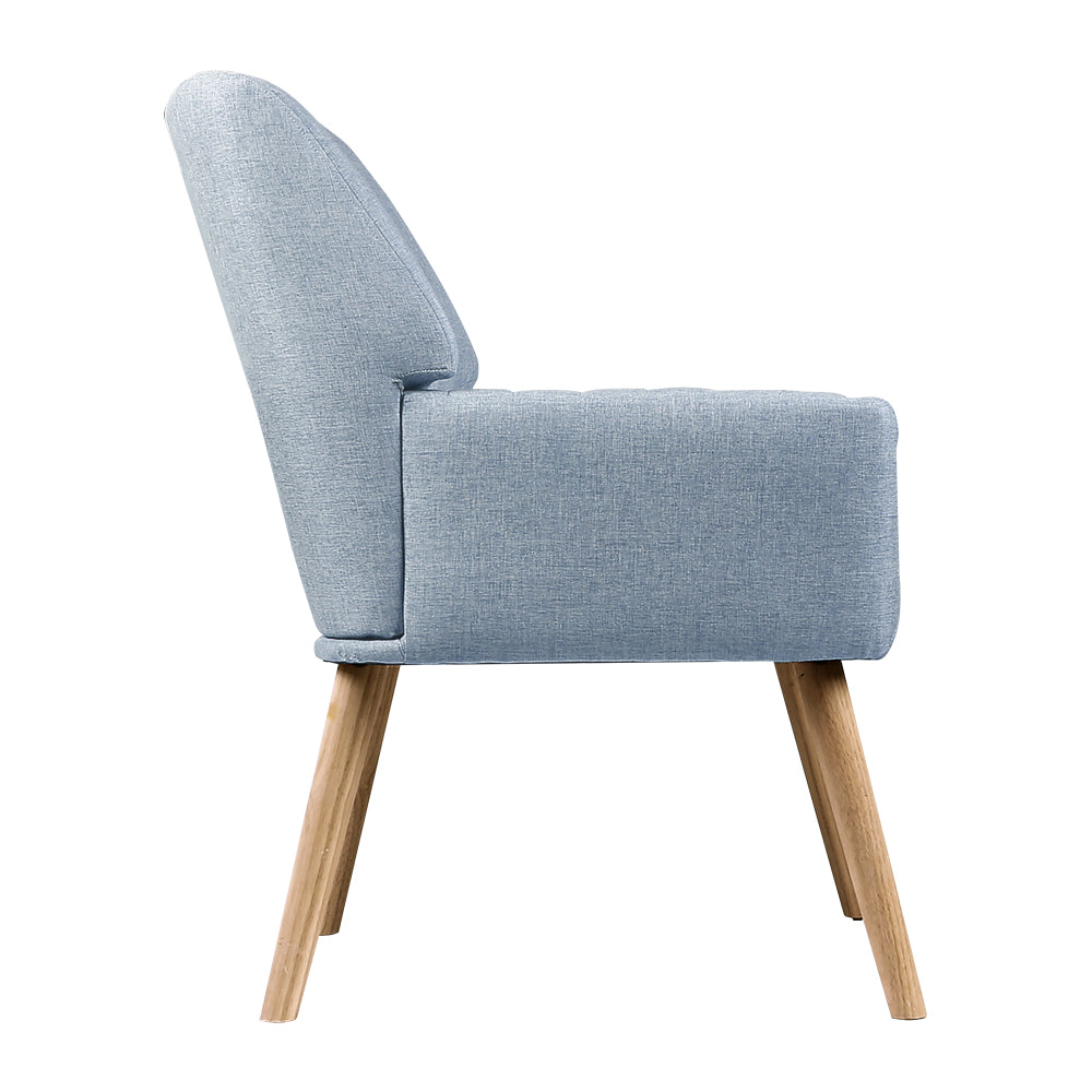 Artiss Armchair Fabric Blue Grey Sebastini