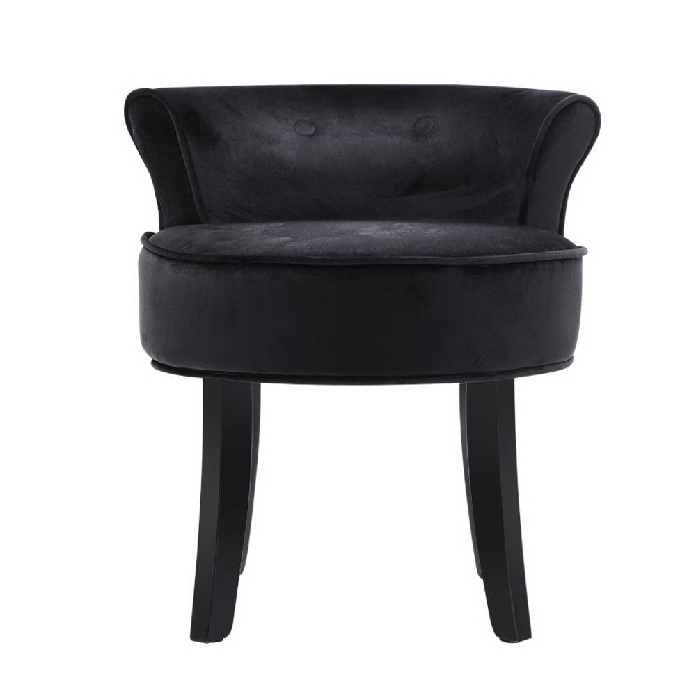 Artiss Vanity Stool Velvet Black Abella