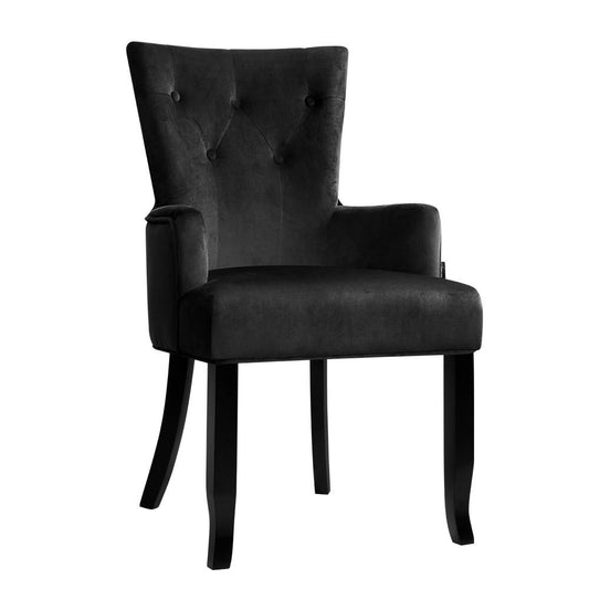 Artiss Dining Chair Velvet Black French Cayes