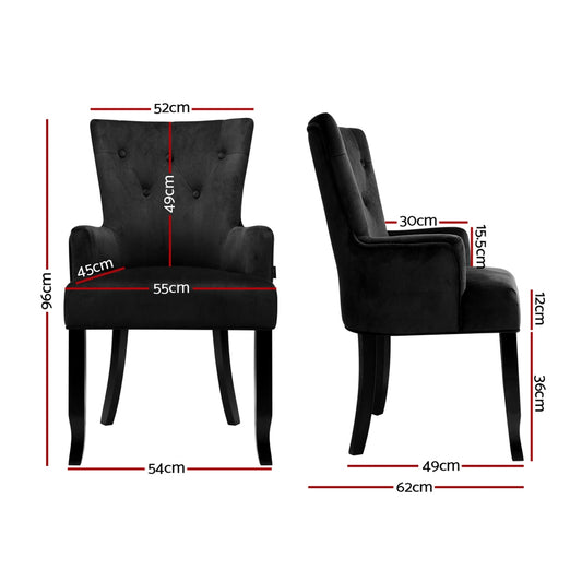 Artiss Dining Chair Velvet Black French Cayes