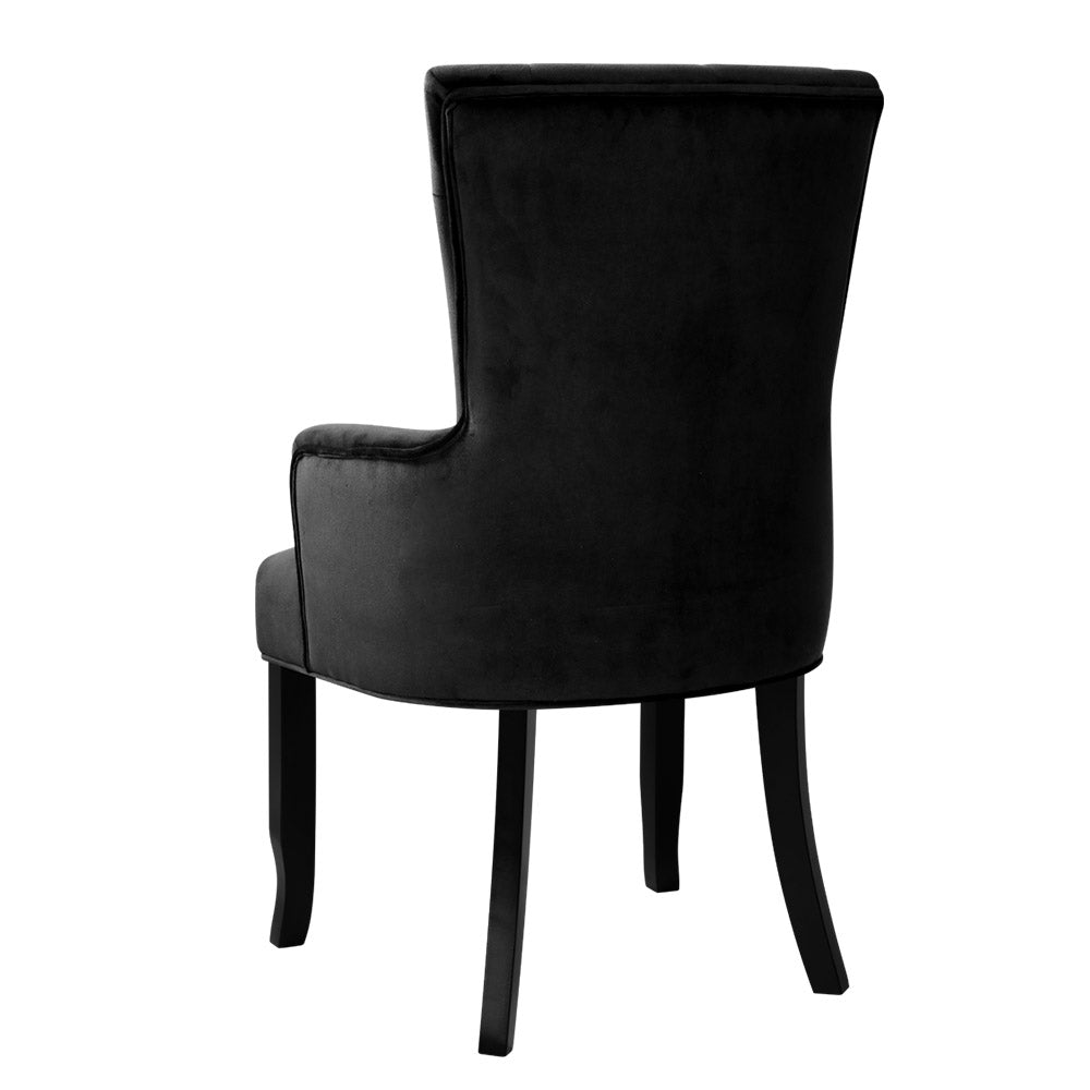 Artiss Dining Chair Velvet Black French Cayes