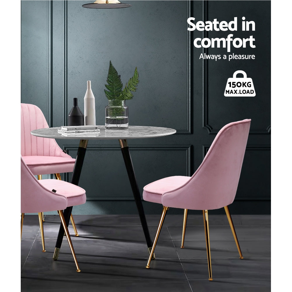 Artiss Dining Chairs Velvet Pink Set of 2 Nappa