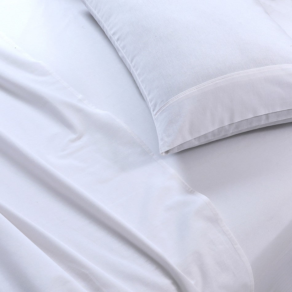 Elan Linen 100% Egyptian Cotton Vintage Washed 500TC White Queen Bed Sheets Set