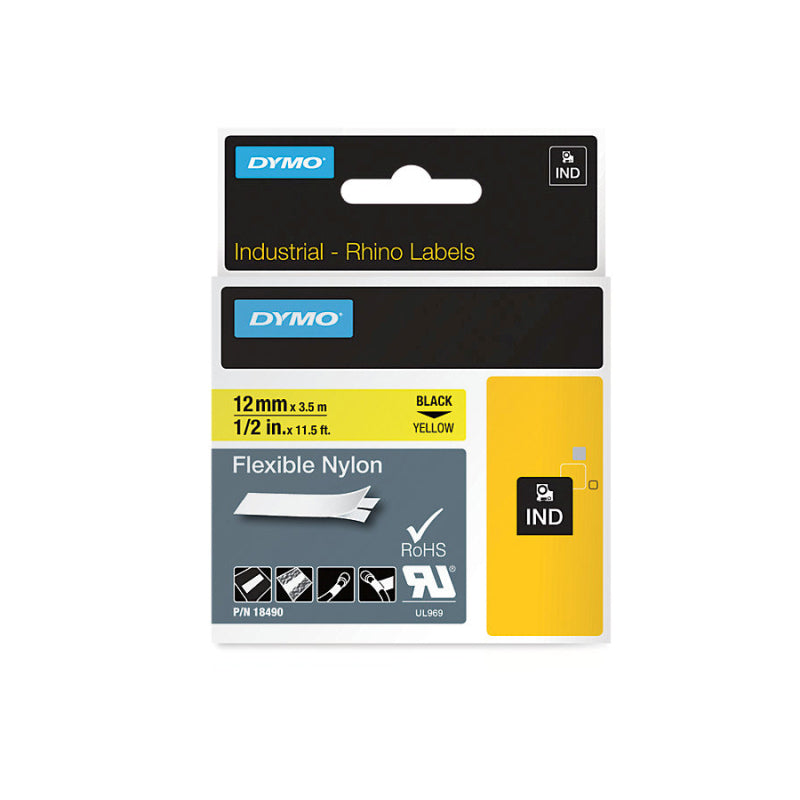 DYMO Rhino Ny Label 12mm Black/Yellow