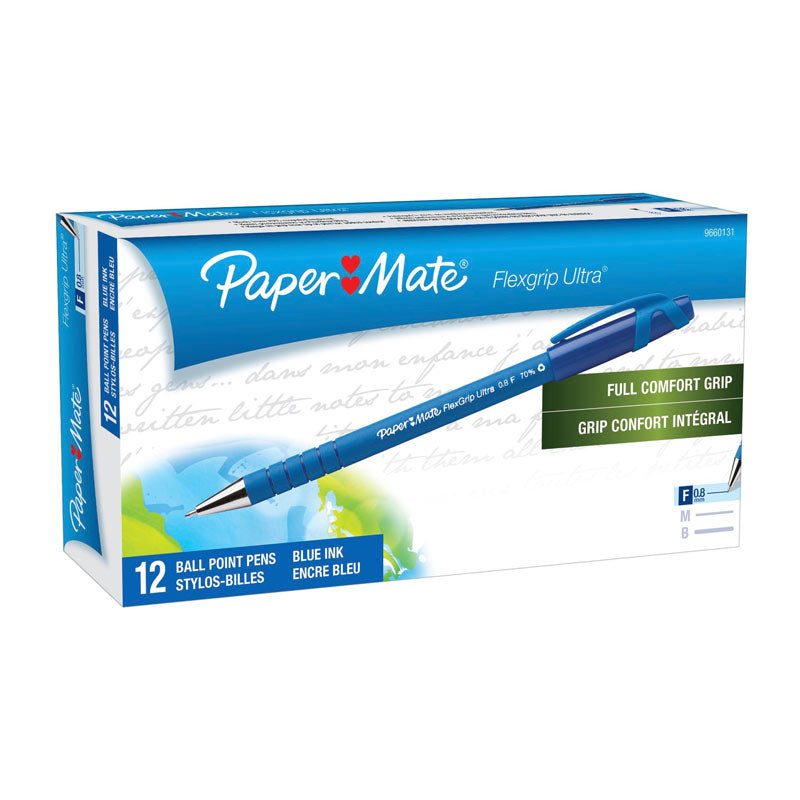 PAPER MATE Flex Grip Ball Pen 0.8mm Blu Box of 12