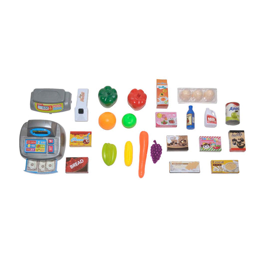 Children's Home Supermarket w/ Toy Cash Register, Trolly, Fruit & More